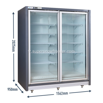 Fridge de congélateur de supermarché 2 congélateur de porte en verre